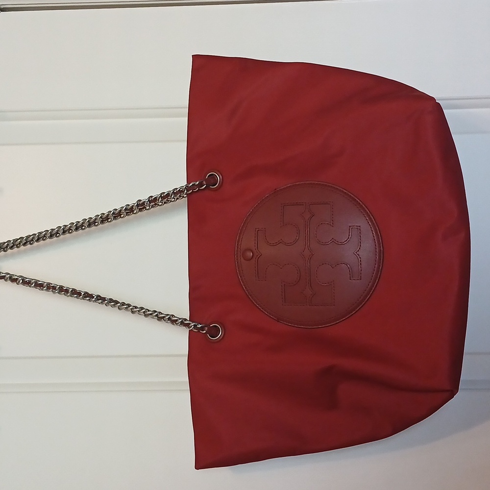 Tory Burch Red Tote with Chain Straps